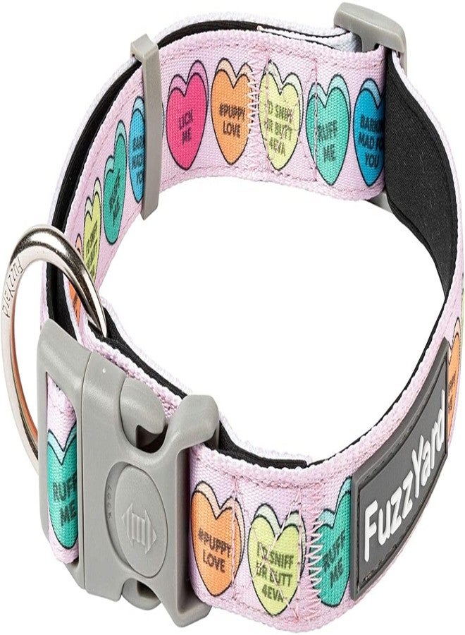 FuzzYard Candy Hearts Dog Collar | Size M | Comfortable Neoprene Pet Collar for Everyday Walking & Training | Ideal Fit for Medium Dogs